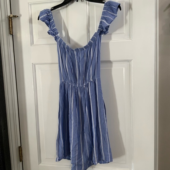 American Eagle Outfitters Dress Womens XS Blue White Stripe Pockets Summer - Picture 2 of 9